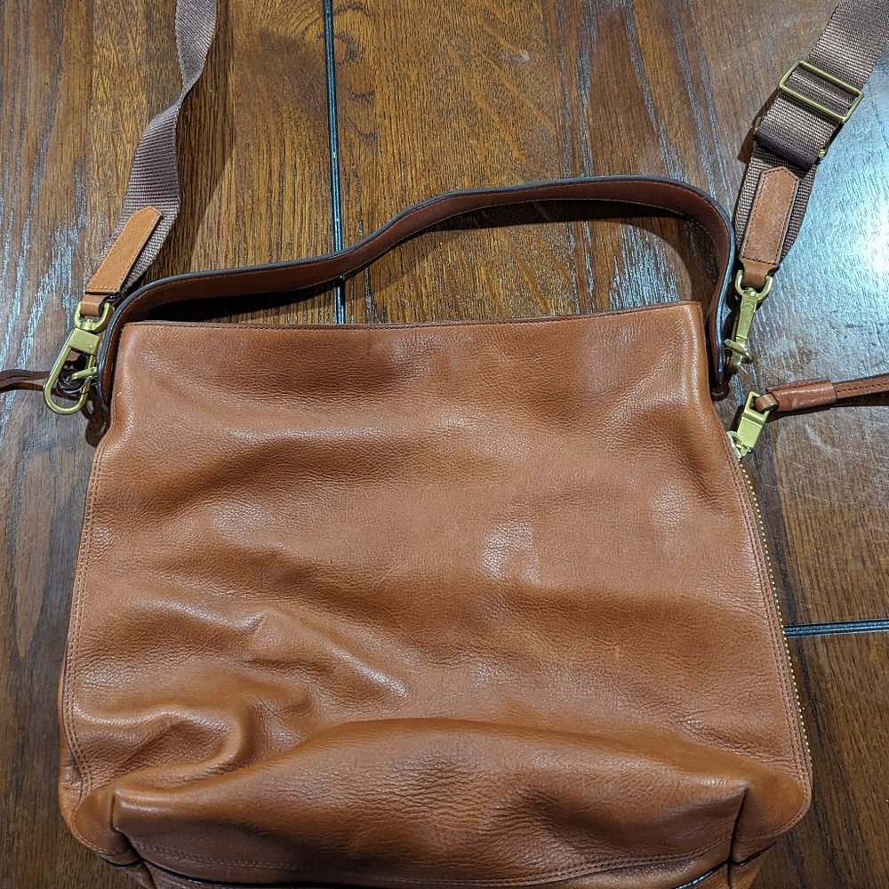 Brown leather Fossil crossbody bag